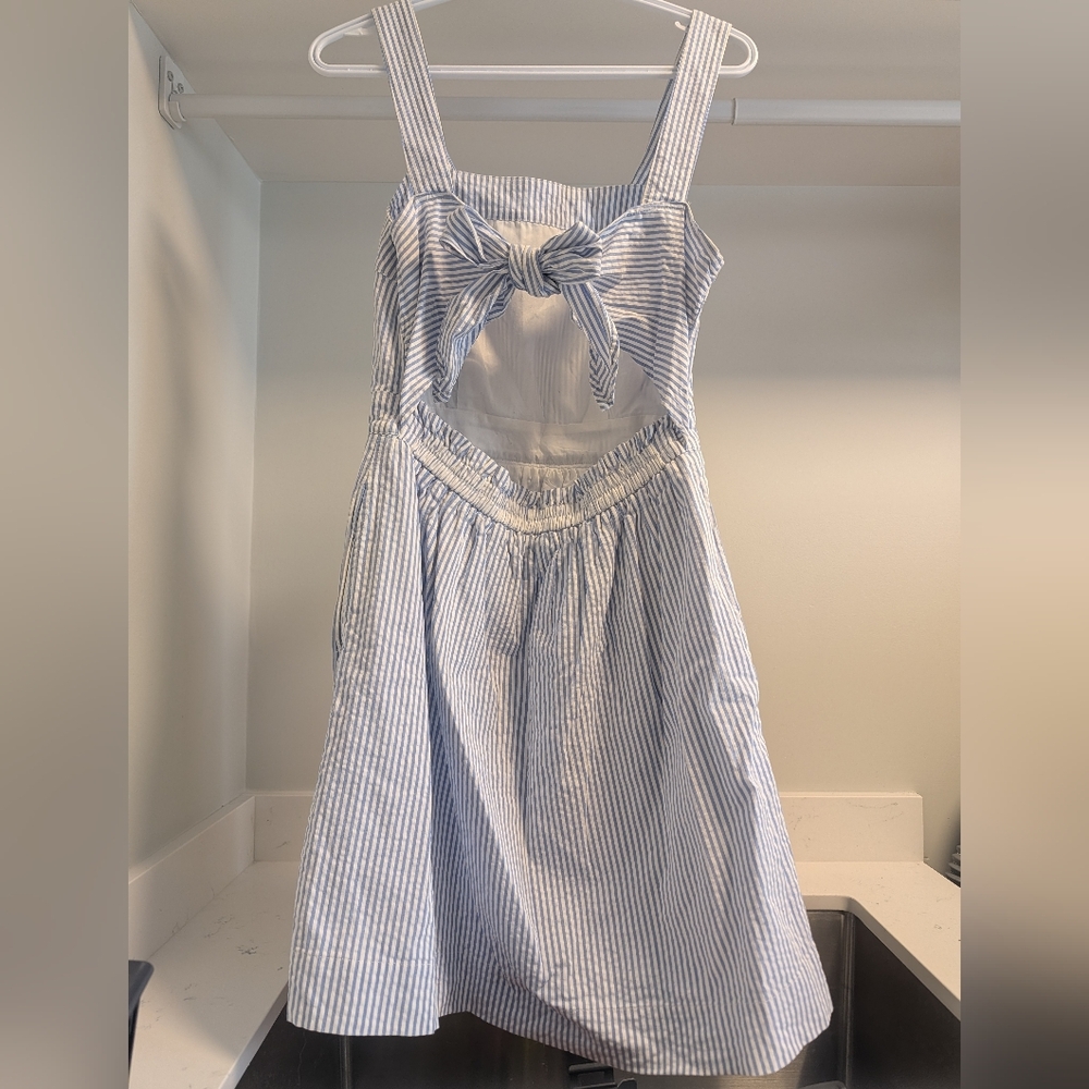 J. Crew Dress with Blue and White Seersucker Stripes